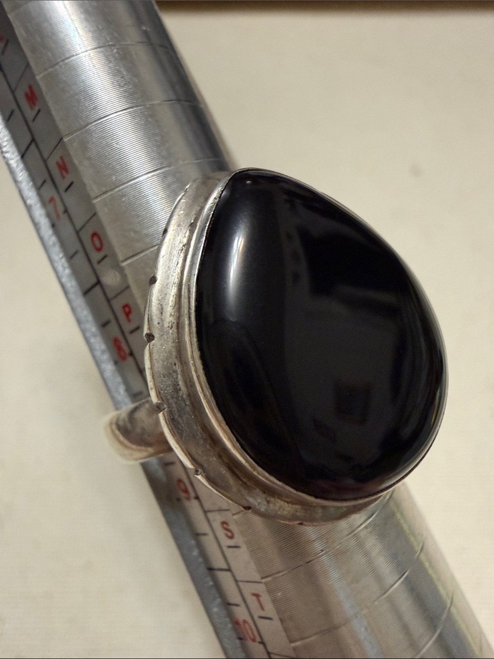 Sterling Silver 925 Black Onyx Teardrop Ring size 9.5